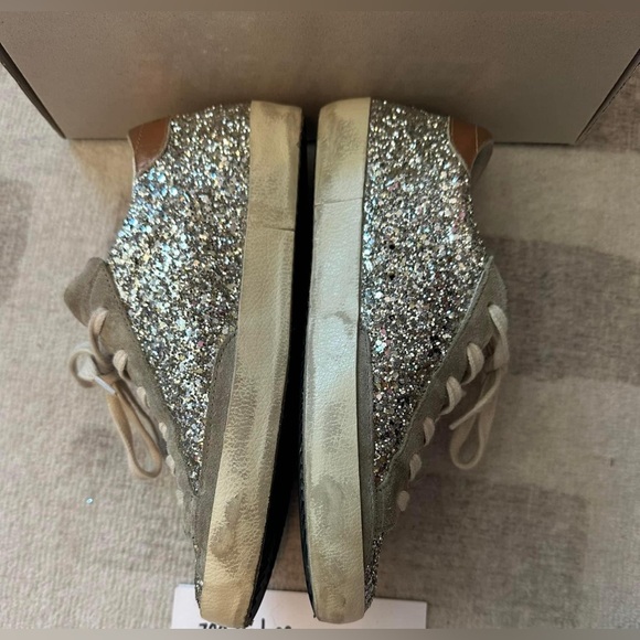 Golden Goose Superstar Platinum Glitter with Dove-Gray Suede Star (Size 38) - Picture 7 of 11